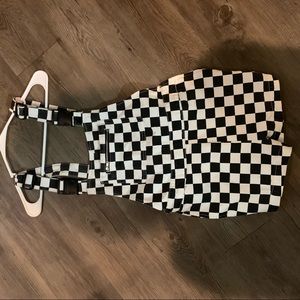 Checkered overalls shorts